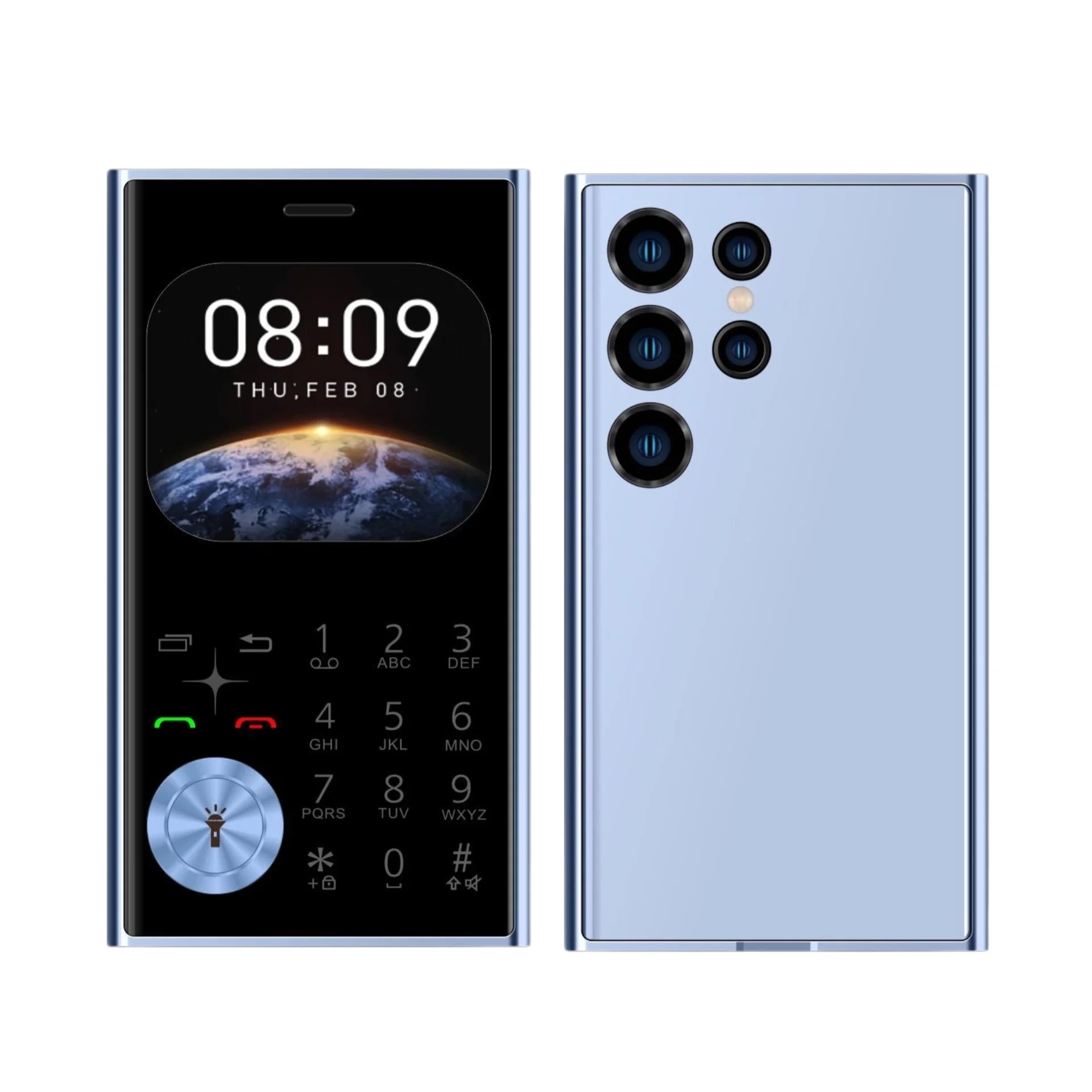 Mini teléfono de tamaño de tarjeta de crédito desbloqueado, doble SIM, pantalla ultrafina de 2,0 ", cambiador de voz para teléfono móvil, linterna con esfera de velocidad