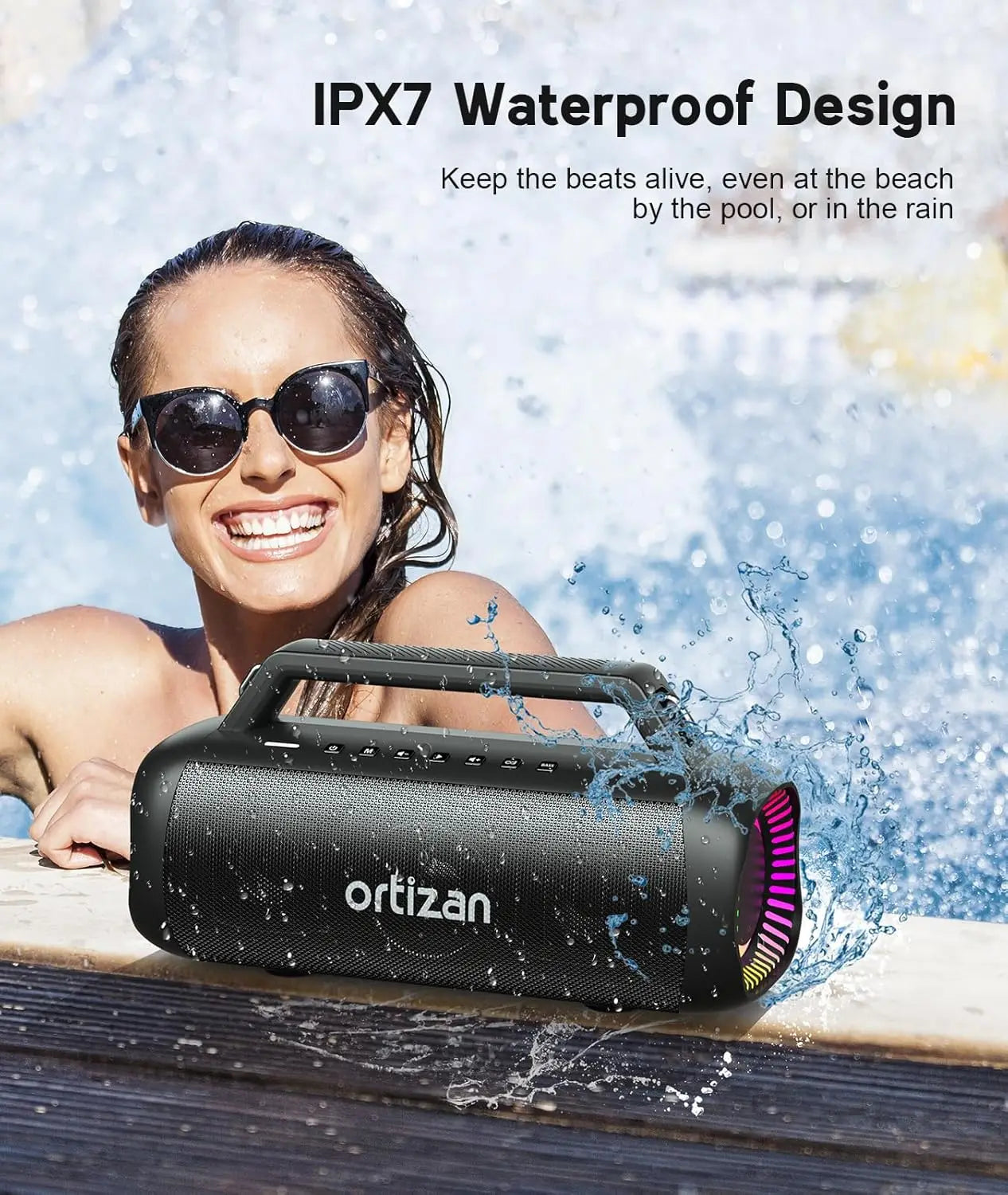Altavoces Ortizan de 60W (80W de Pico) Inalámbricos Bluetooth con Bajos Potentes, Altavoces Subwoofer Grandes Inalámbricos Bluetooth 5.3 con Banco de Energía