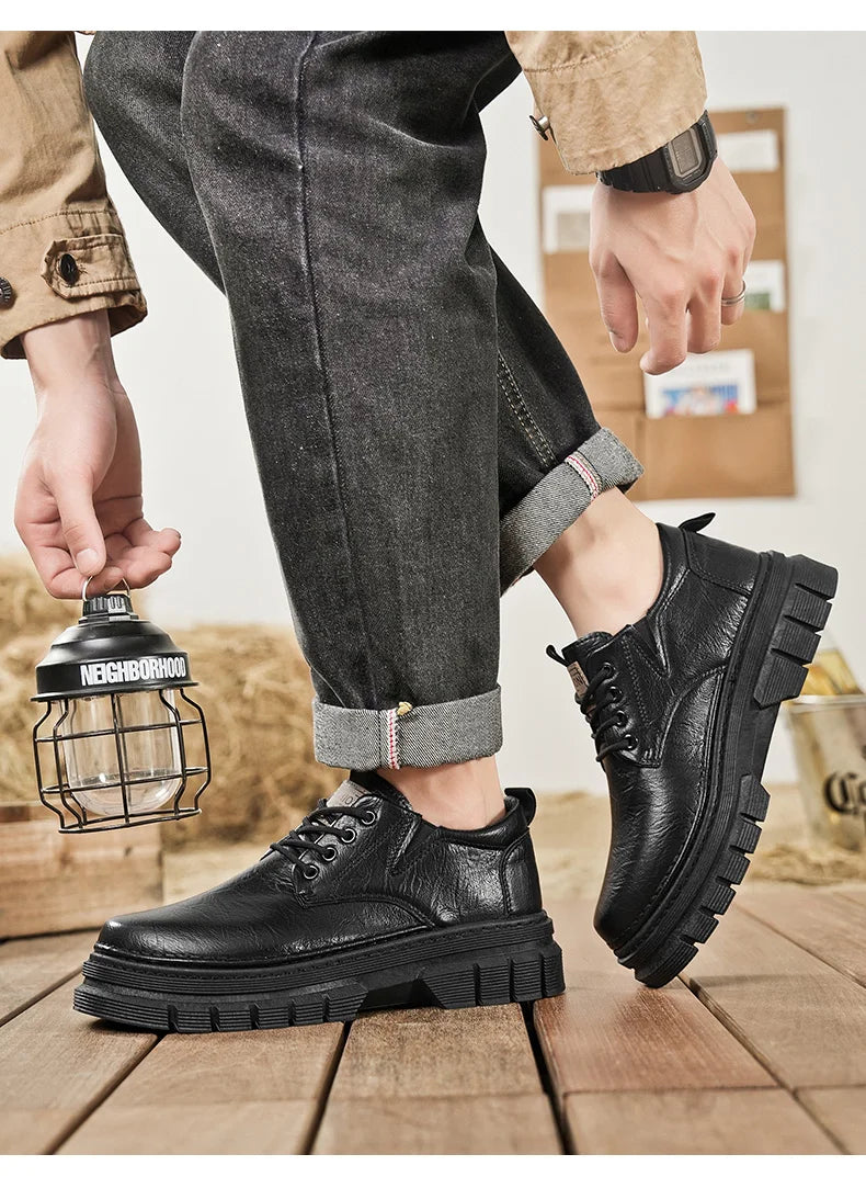 Zapatos informales para hombre, calzado cómodo para trabajo hecho a mano en las cuatro estaciones, zapatos de trabajo al aire libre, moda Joker, zapatos de marea juvenil, zapatos de cuero para fiesta de negocios