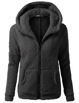 Chaqueta con capucha y cremallera para mujer, forro polar suave