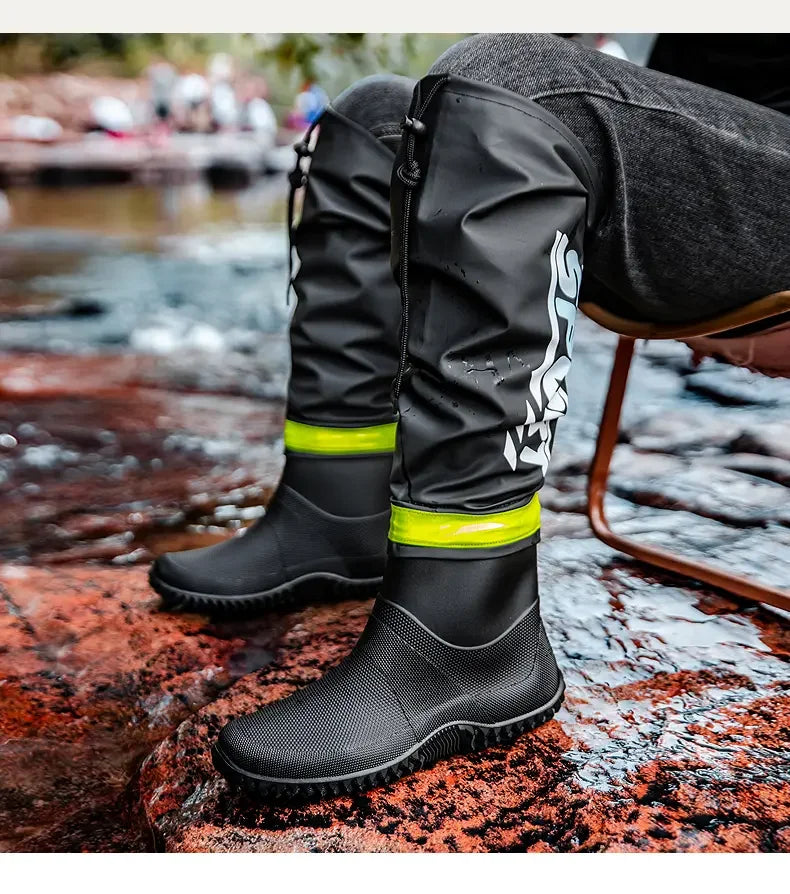 Botas de lluvia para hombre impermeables antideslizantes de caña alta