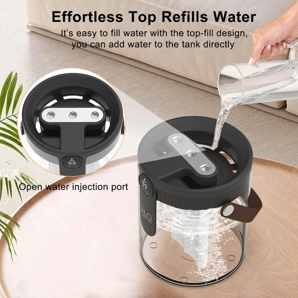 Humidificador de aire de 1,5 l, humidificador doméstico de gran capacidad, generador de niebla silencioso, batería de 1800mAh, humidificador recargable por USB con luz LED