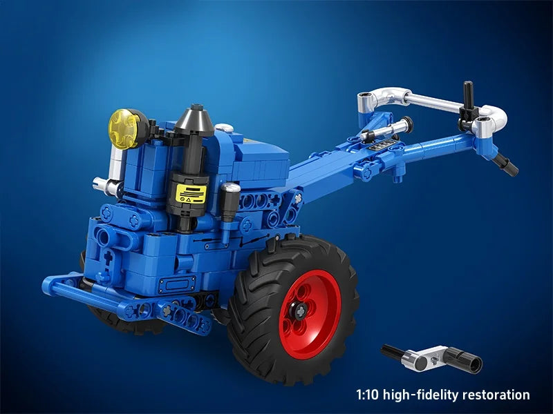Serie de herramientas de simulación, conjunto de tractor de mano retro, bloques de construcción, detalles 1:10, restauración, diseños móviles, regalo nostálgico para niños