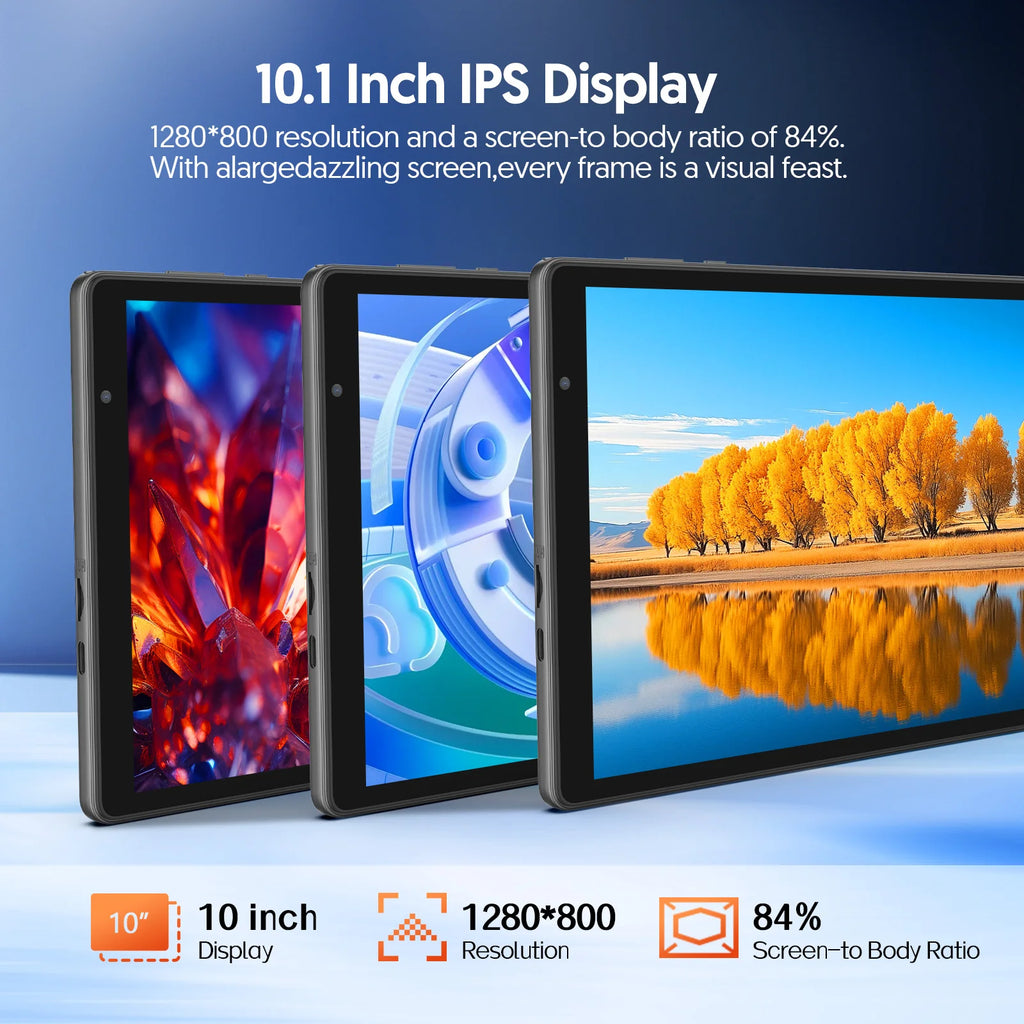 Tableta BAKEN Android 15, almacenamiento 8 (3+5)GB + 32GB, procesador penta-core, Wi-Fi6, Bluetooth, USB-C, Google Play Store,