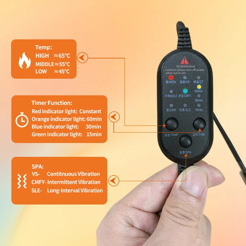 Masajeador Térmico Vibratorio para Muñeca - 3 Niveles de Calor