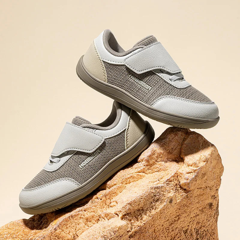 HOBIBEAR Zapatos descalzos con punta ancha para niños, zapatillas informales minimalistas con gancho y bucle, zapatos de malla transpirables sin caída