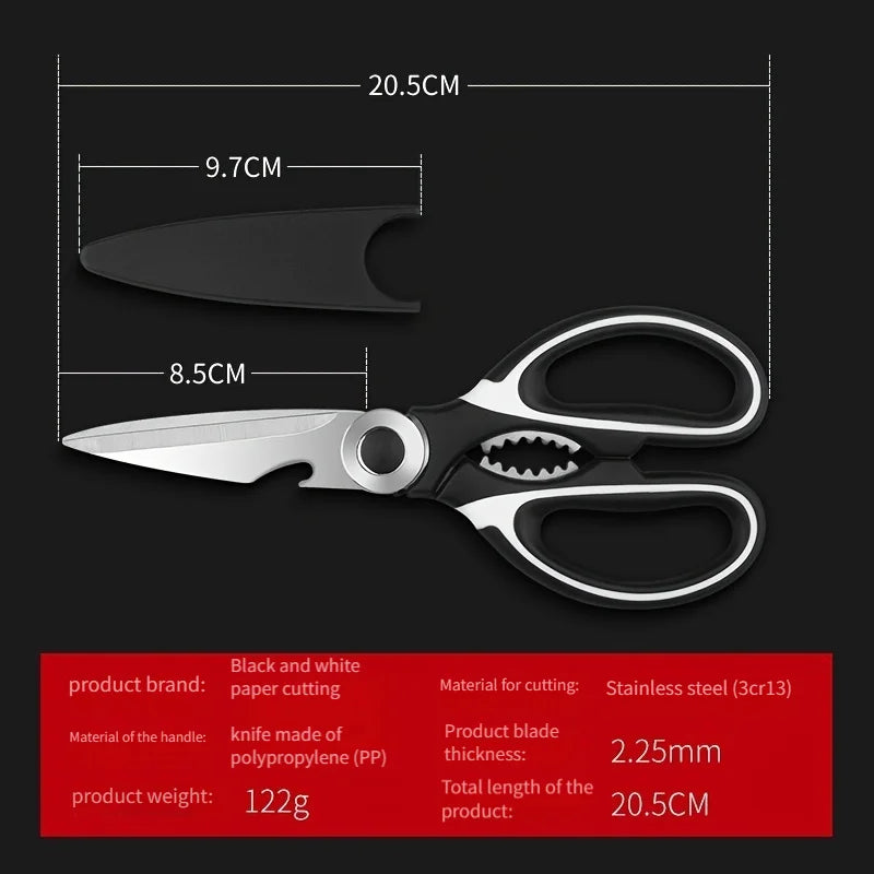 Tijeras de cocina multifuncionales, tijeras para cortar carne y pescado para el hogar, tijeras de acero inoxidable