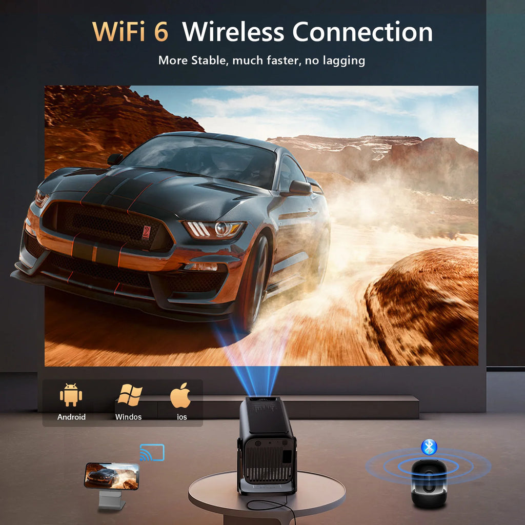 Proyector portátil HD 1080P 4K HY500 Android con espejo de pantalla inalámbrico