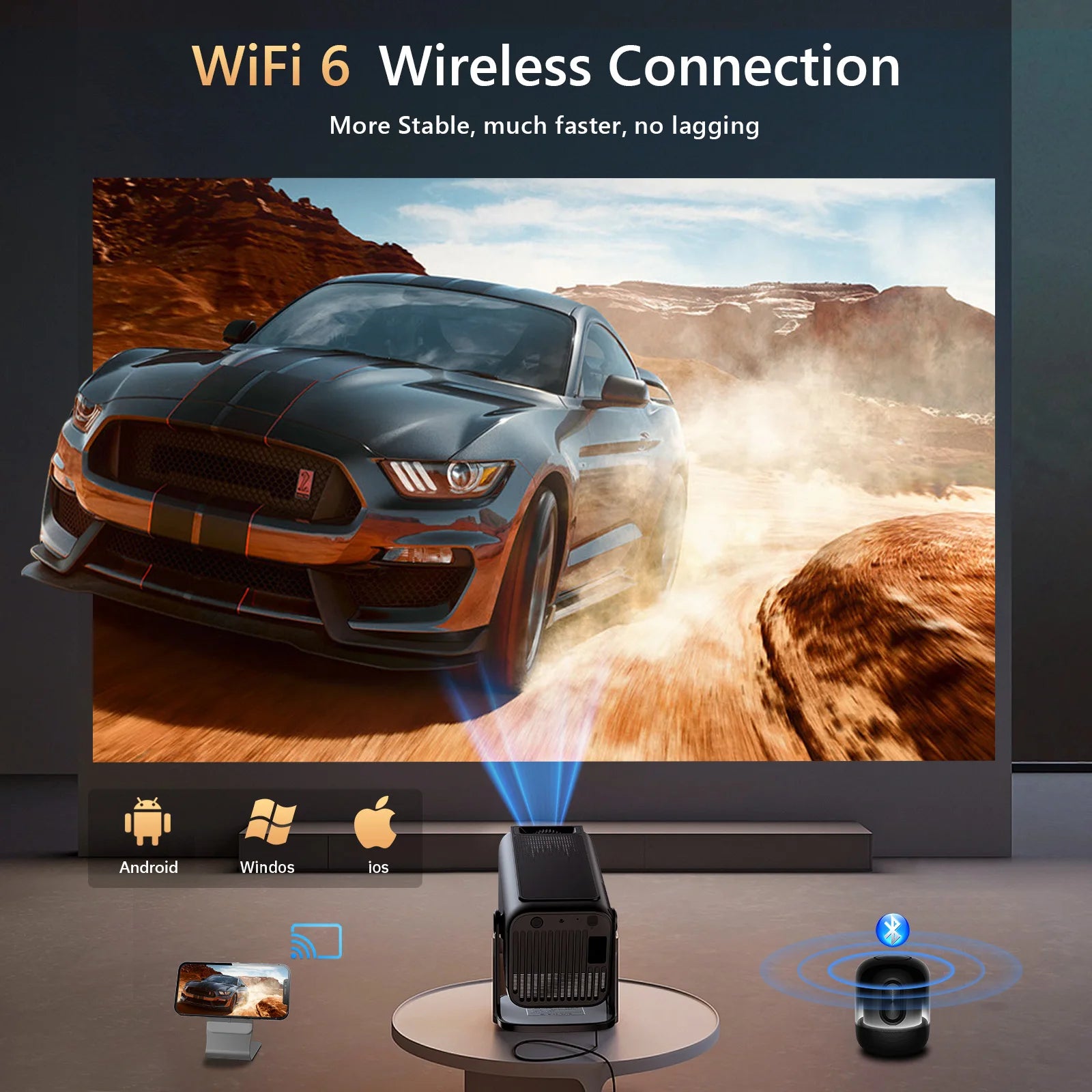 Proyector portátil HD 1080P 4K HY500 Android con espejo de pantalla inalámbrico