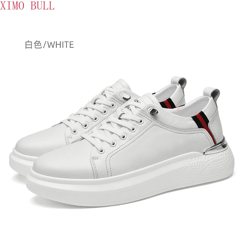 Zapatillas de deporte de cuero genuino para hombres, zapatos con elevador, zapatos invisibles transpirables, zapatillas de deporte casuales de moda para hombres