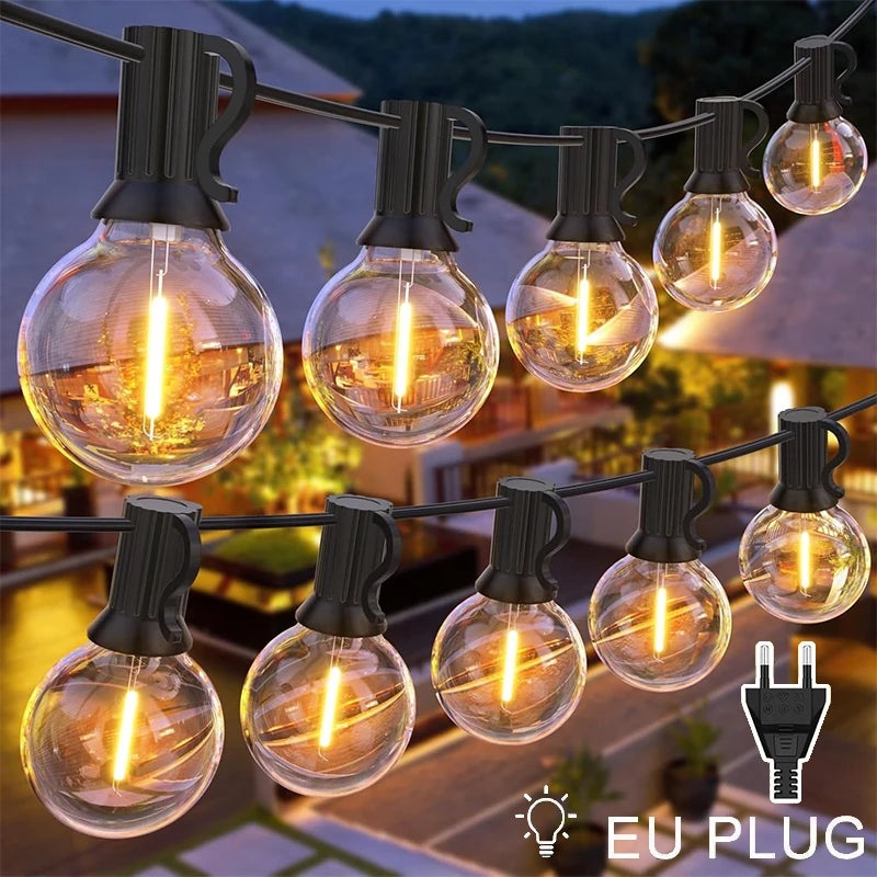 Guirnalda de Luces para Exteriores, Luces de Patio Resistentes a los Golpes, Lámpara Colgante Impermeable, Lámparas LED Conectables para Exteriores, 220V, Enchufe Europeo