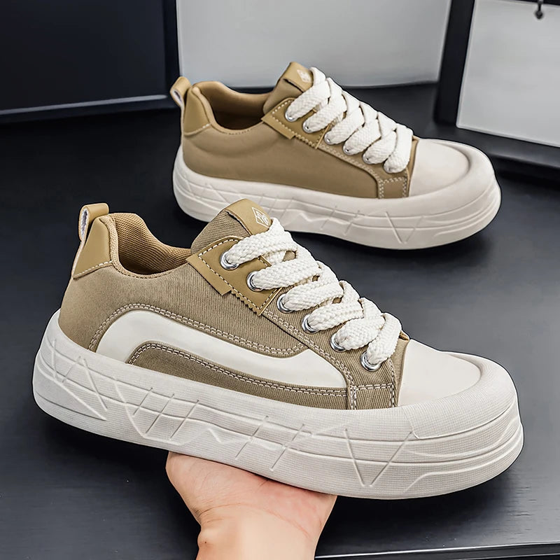 Zapatillas de skate de lona con plataforma y suela geométrica antideslizante