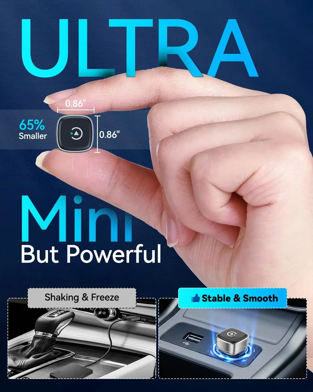 Adaptador Inalámbrico Ultra Mini Carplay 2026 para iPhone y Android Auto USB para Apple Car Play Dongle Plug & Play para iOS, Android
