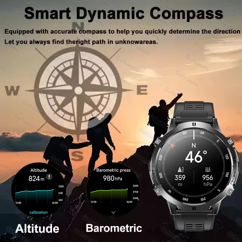 Nuevo reloj inteligente militar T-Rex3 con batería de 1000mAh para hombres, brújula GPS resistente al agua de 10ATM, pantalla AMOLED de 1,73 pulgadas, relojes inteligentes deportivos para llamadas