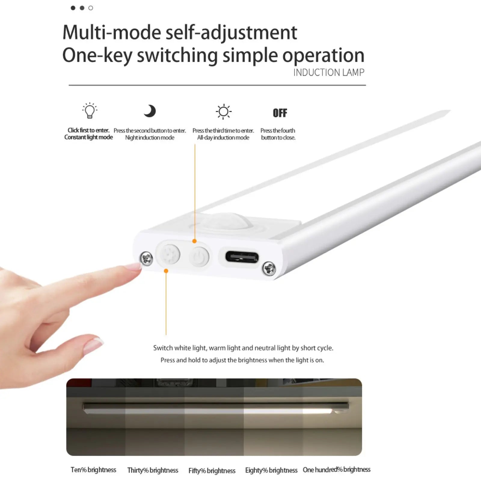 Luz LED con Sensor de Movimiento para Gabinete, 3 Colores