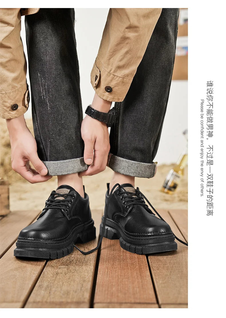 Zapatos informales para hombre, calzado cómodo para trabajo hecho a mano en las cuatro estaciones, zapatos de trabajo al aire libre, moda Joker, zapatos de marea juvenil, zapatos de cuero para fiesta de negocios
