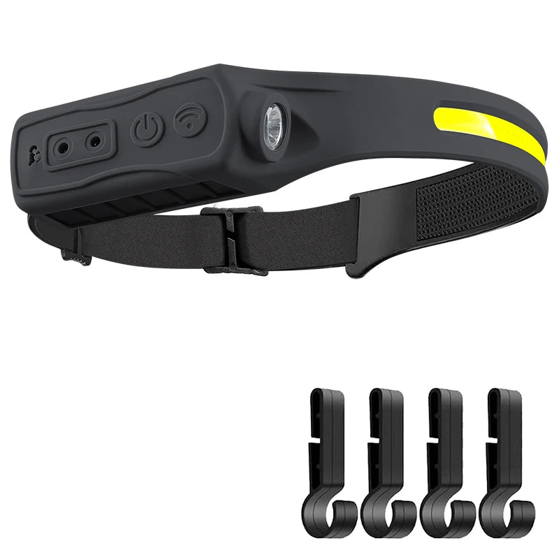 Linterna Frontal LED XPE+COB Recargable USB con Sensor Táctil