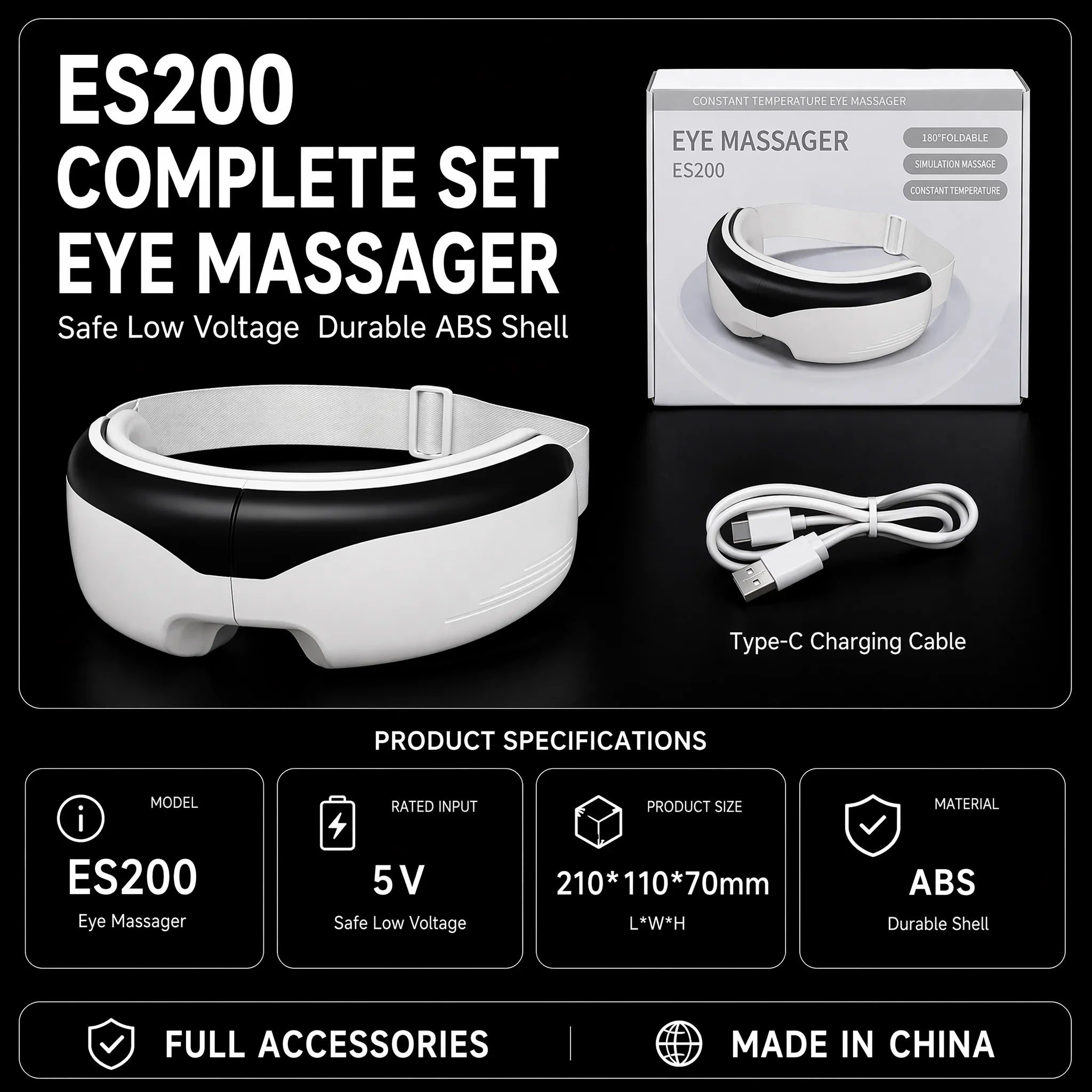 Masajeador de Ojos con Calor de Grafeno y Vibración Plegable