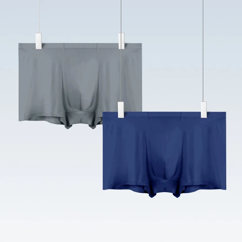Ropa interior para hombre, venta al por mayor, boxers sin costuras de seda helada, antibacterianos, transpirables, deportivos, finos y cómodos de verano