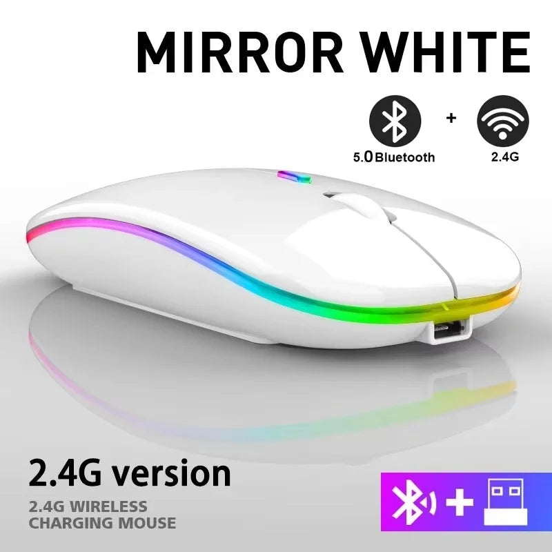 Mouse inalámbrico RGB recargable con retroiluminación LED y 1600 DPI