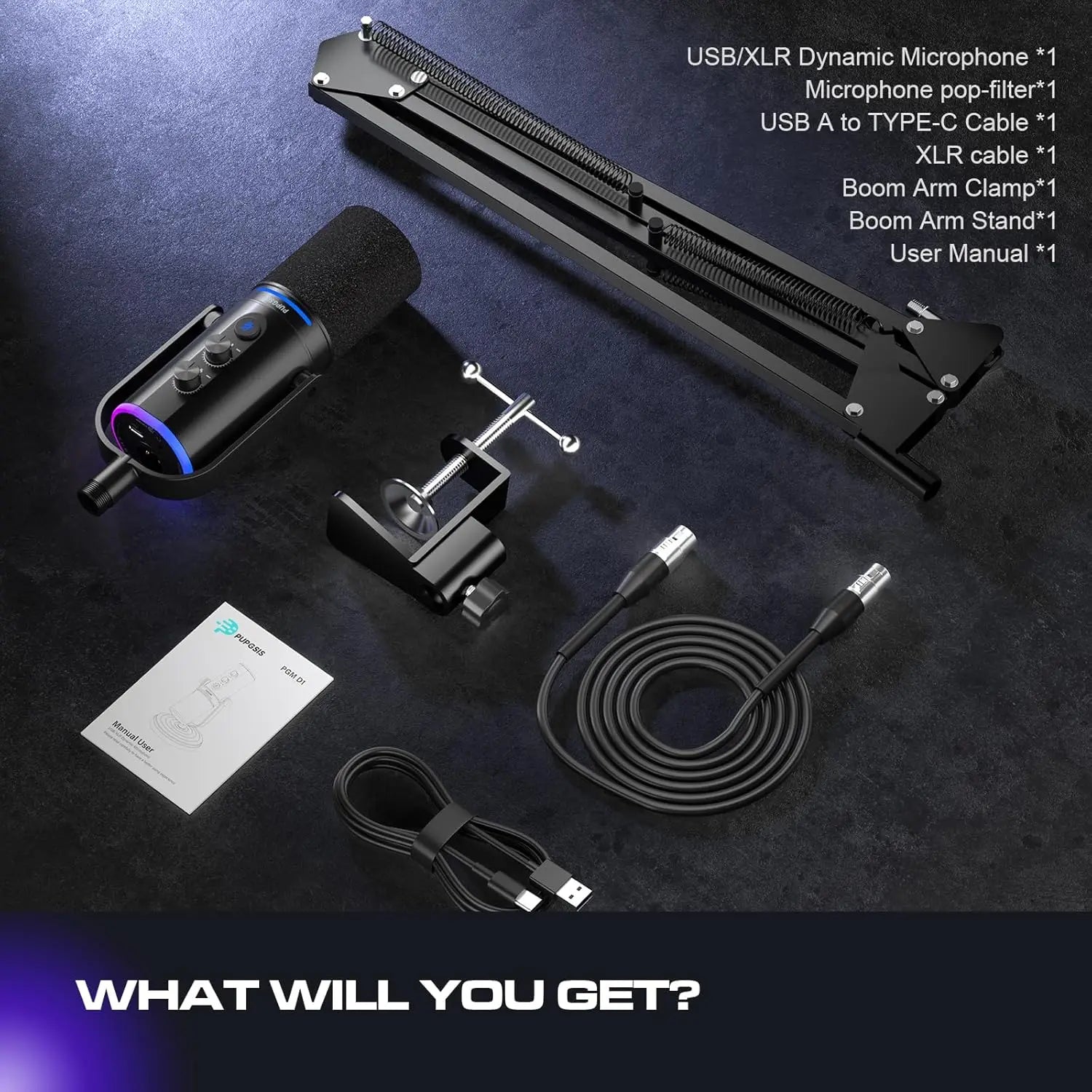 Micrófono XLR/USB para Podcast y Juegos con Brazo