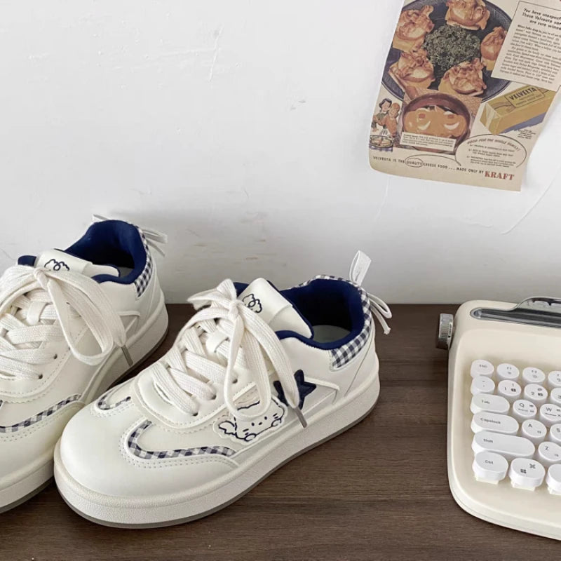 Zapatos Planos Casuales para Mujer - Decoración de Dibujos Animados, Zapatillas Transpirables Cómodas, Zapatos Ligeros para el Campus de Verano para Uso Diario