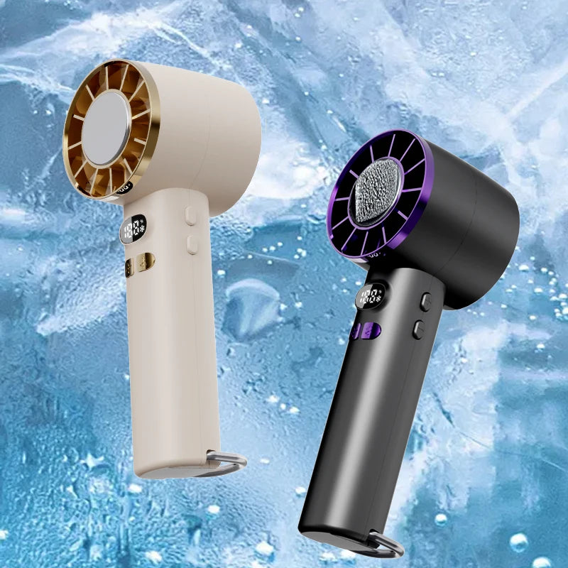 Ventilador de mano de alta velocidad, pantalla digital, compacto y portátil, fresco y refrescante, con ajuste de engranajes infinitos en verano