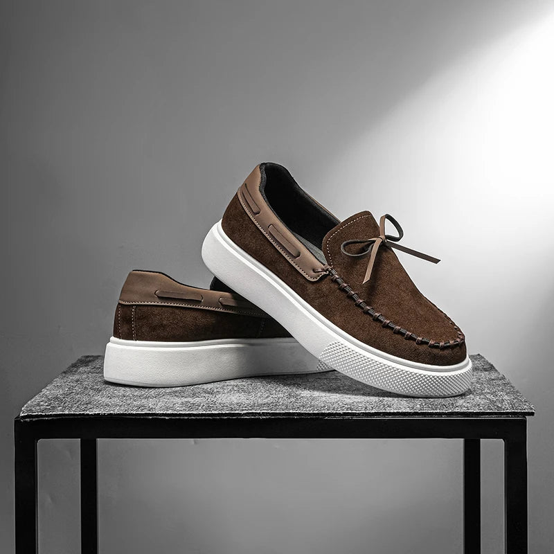 Mocasines casuales de estilo británico para hombre, cuero transpirable, antideslizantes