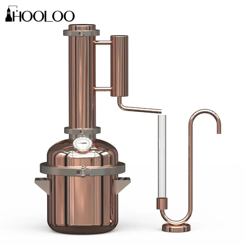 HOOLOO-destilador de cobre de 8L, aceite esencial, hidrosol, destilador Still Home, equipo de cabeza de fuego directo, bricolaje de hierbas, plantas y flores