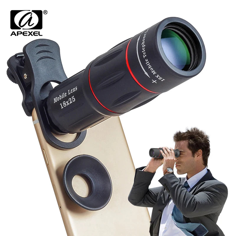 Lente Monocular 18X para Teléfono con Trípode Incluido