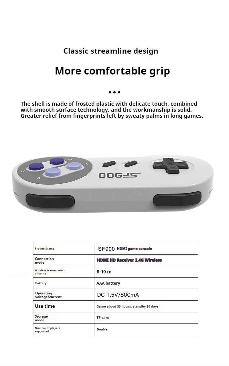 Consola de Videojuegos Retro SF900, Consola de Videojuegos Inalámbrica con Dos Controles, Salida HD, 5000 Juegos Clásicos