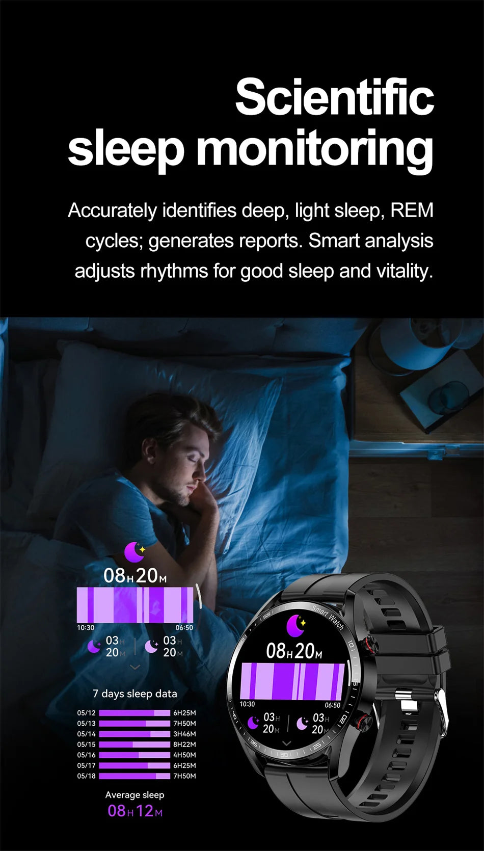 ECG + PPG Bluetooth llamada reloj inteligente hombres láser salud presión arterial Fitnes relojes deportivos hombre deportes impermeable Smartwatch + caja
