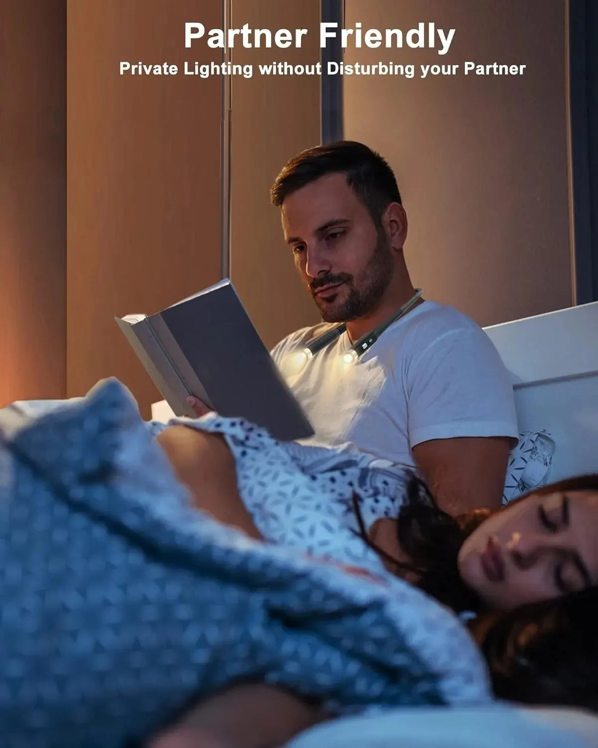 Luz LED para el cuello, 3 modos, lámpara de lectura para abrazos, lámpara portátil recargable para libros, novedad, linterna para libros, luz nocturna para el cuello