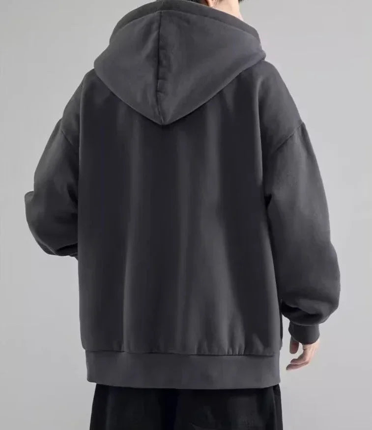 Ropa masculina Sudadera sólida negra para hombres Sudaderas con capucha con cremallera completa Invierno Jóvenes En oferta Ofertas Estilo coreano de alta calidad S