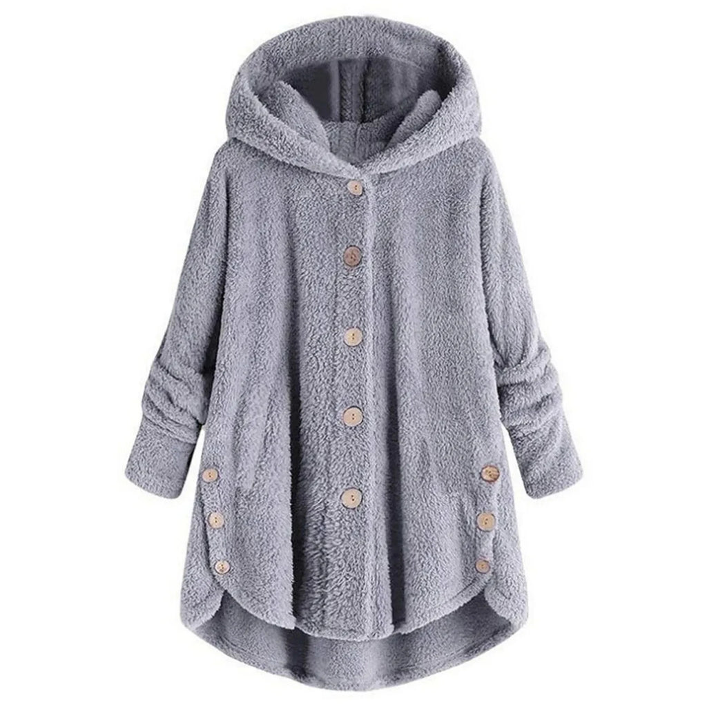 Otoño Invierno mujer abrigo cálido oso de peluche abrigo chaqueta de lana mujer abrigo de felpa chaqueta con capucha abrigos de mujer chaqueta de Color sólido