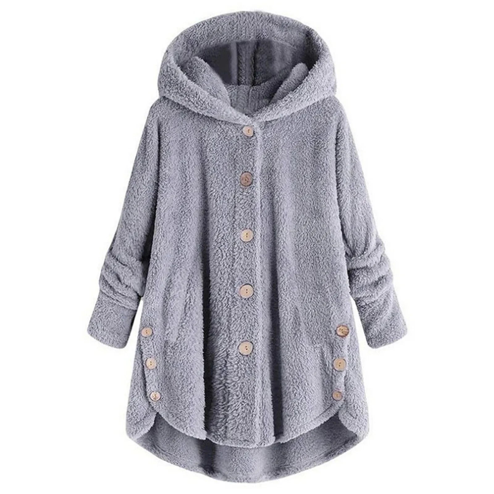 Otoño Invierno mujer abrigo cálido oso de peluche abrigo chaqueta de lana mujer abrigo de felpa chaqueta con capucha abrigos de mujer chaqueta de Color sólido