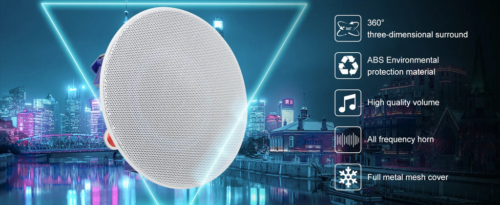 Altavoz de Techo Herdio de 4 Pulgadas, 160W, 2 Vías, Empotrable, Pasivo, con Audio Integrado, Ideal para Baño, Cocina, Oficina, Sala de Estar