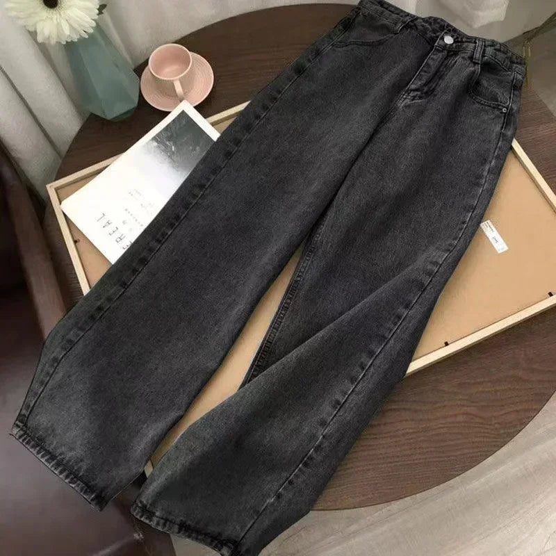 Pantalones Vaqueros Holgados Vintage de Pierna Ancha Y2K para Mujer