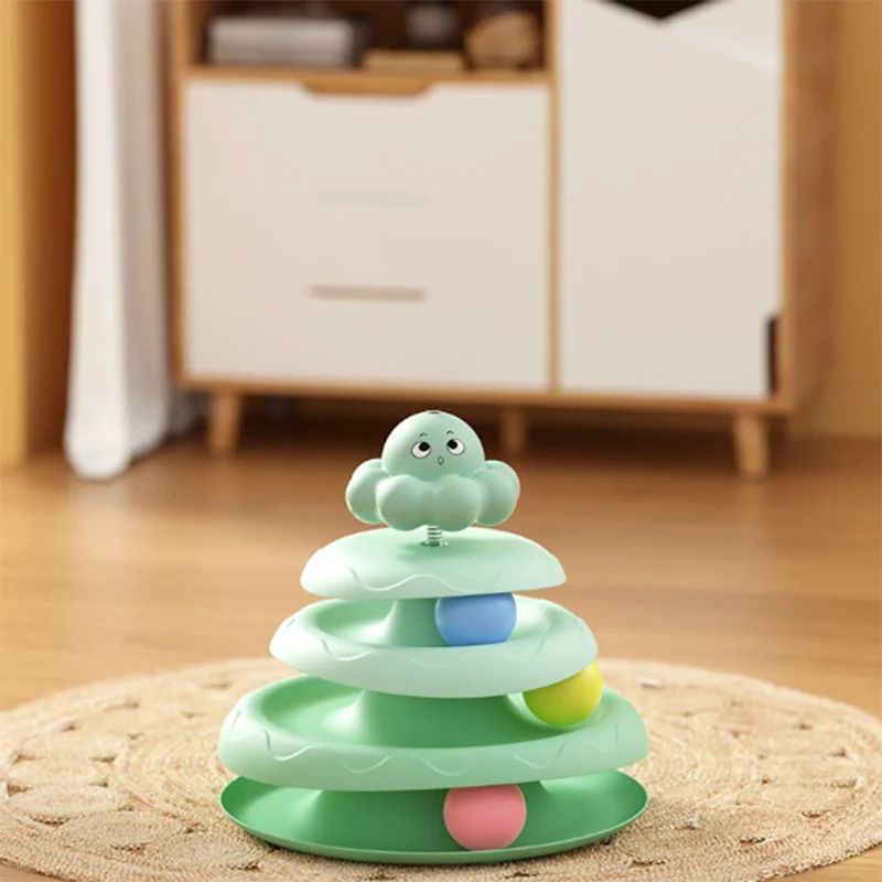 Bola de tres capas para mascotas, plato giratorio para gatos en forma de pulpo, palo para gatos para aliviar el aburrimiento, juguetes, juego de rompecabezas divertido, suministros para mascotas