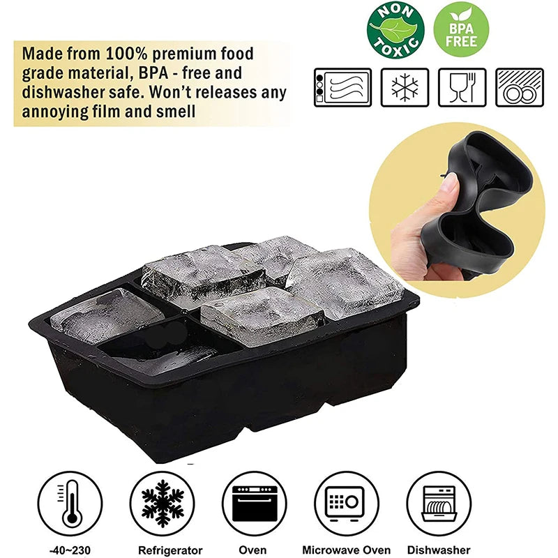 LMETJMA Bandejas grandes para cubitos de hielo con tapas, moldes cuadrados de silicona para cubitos de hielo, moldes para cubitos de hielo sin BPA para cócteles de whisky JT09