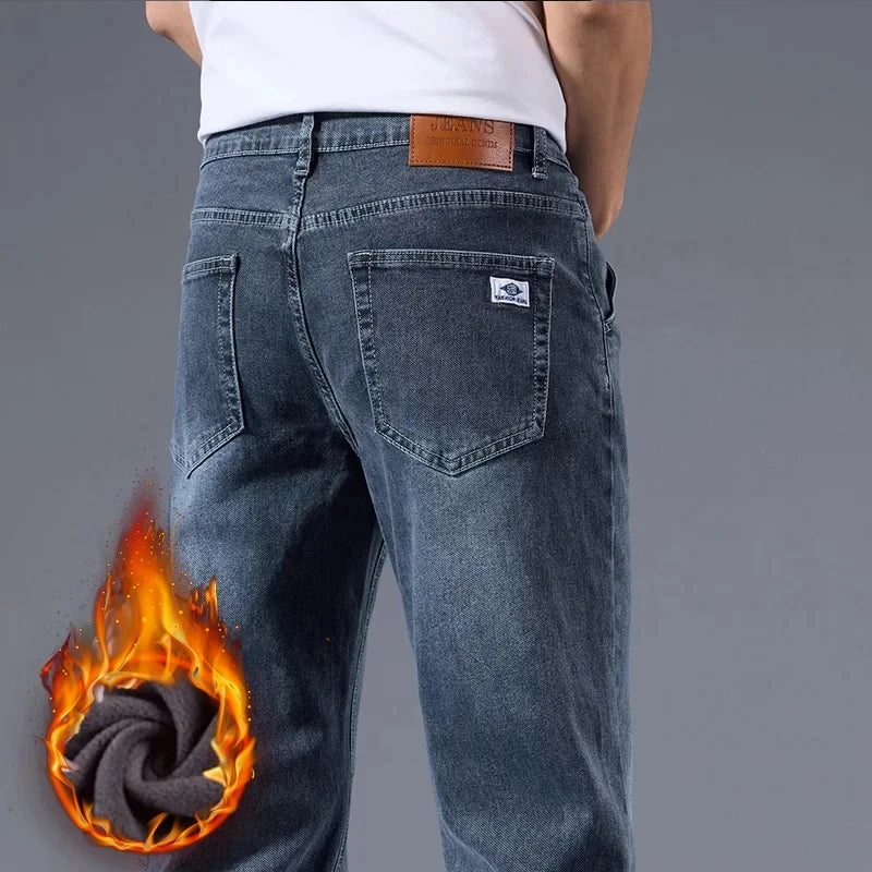 Pantalones Vaqueros de Lana para Hombre, Terciopelo, Recto Clásico