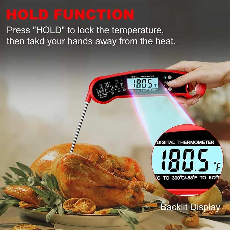 LMETJMA Termómetro digital para carne Termómetro para carne de lectura instantánea Digital con sonda Termómetro para alimentos para cocinar a la parrilla JT-124
