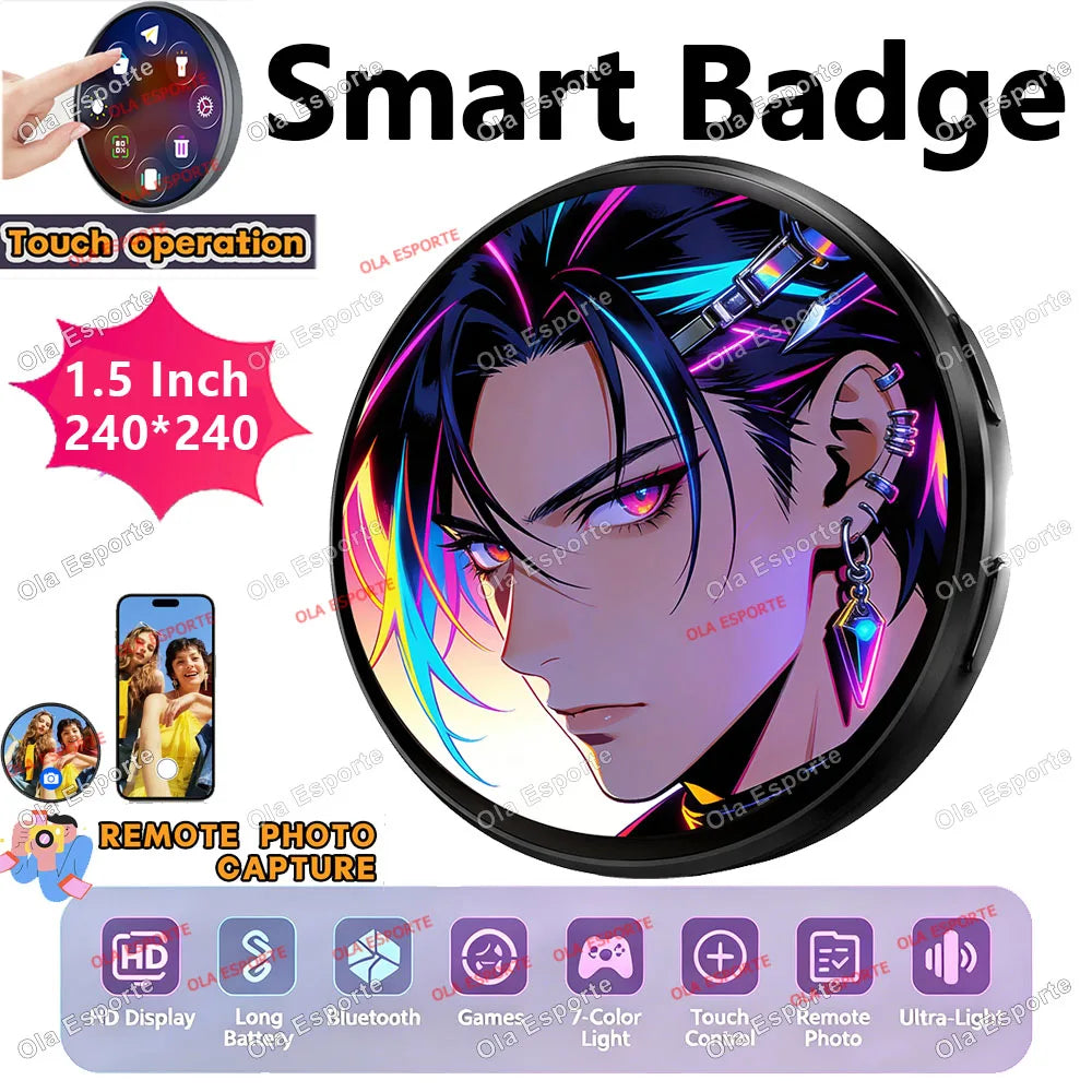 Insignia Digital GIF Dinámica de Anime, Personalizable, Moderna, con Reproductor de Fotos, Vídeos y MP3, para Juegos, Ciclismo, Advertencias, Adaptación, Regalos para Niños