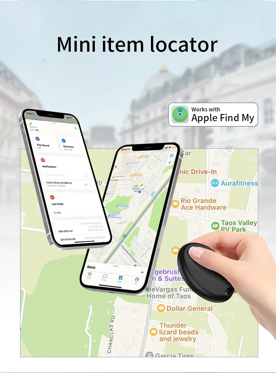 Mini Rastreador GPS Inteligente con Bluetooth, Dispositivo Antipérdida para Mascotas, Compatible con la Aplicación Find My de iOS, Localizador de Llaves, Maletas, Niños, Perros y Gatos