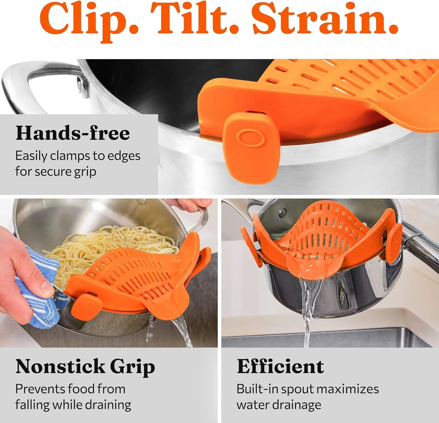 Colador Universal de Silicona con Clip Ajustable