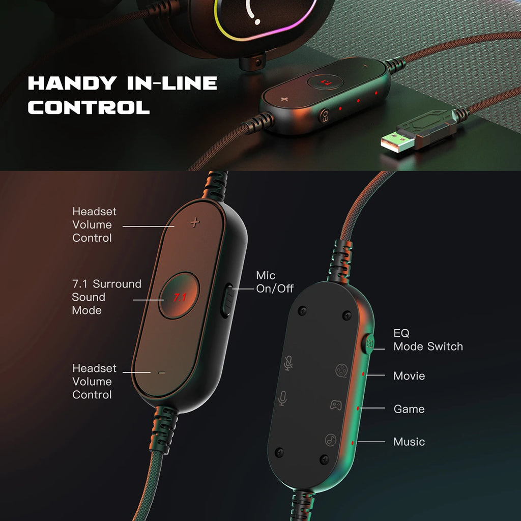 Auriculares Gaming FIFINE RGB con Micrófono y Sonido 7.1