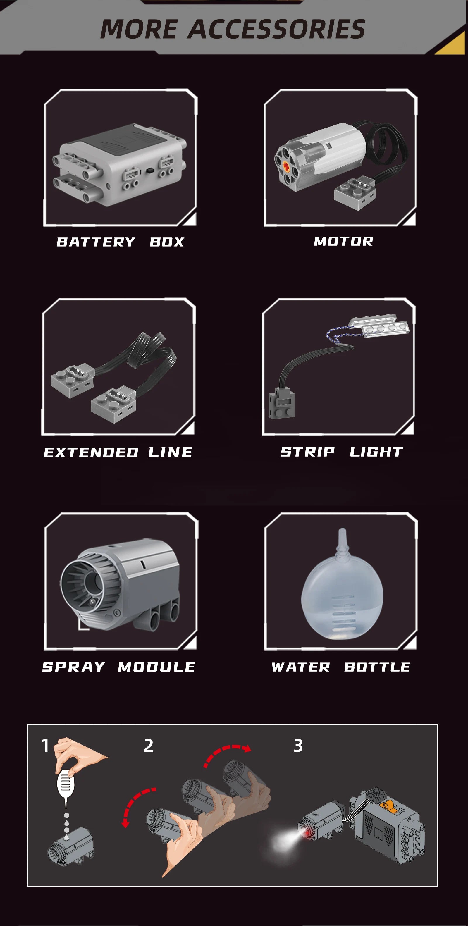 Juego de modelos de ensamblaje de bloques de construcción de motor V12 de 1610 Uds.-Kit MOC programable con control remoto por aplicación con luces y pulverización