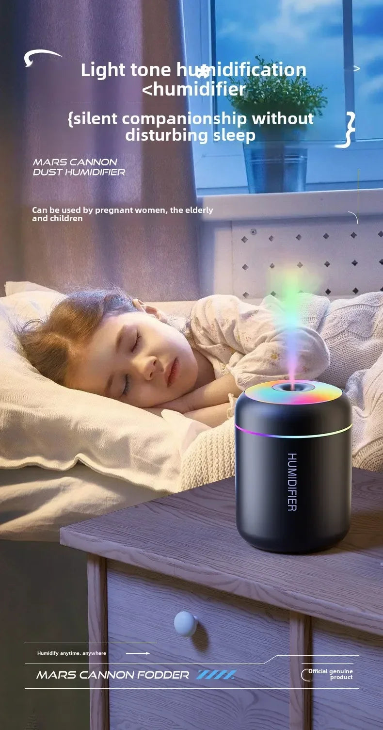 Mini humidificador difusor de aromas USB 180 ml para auto con luces