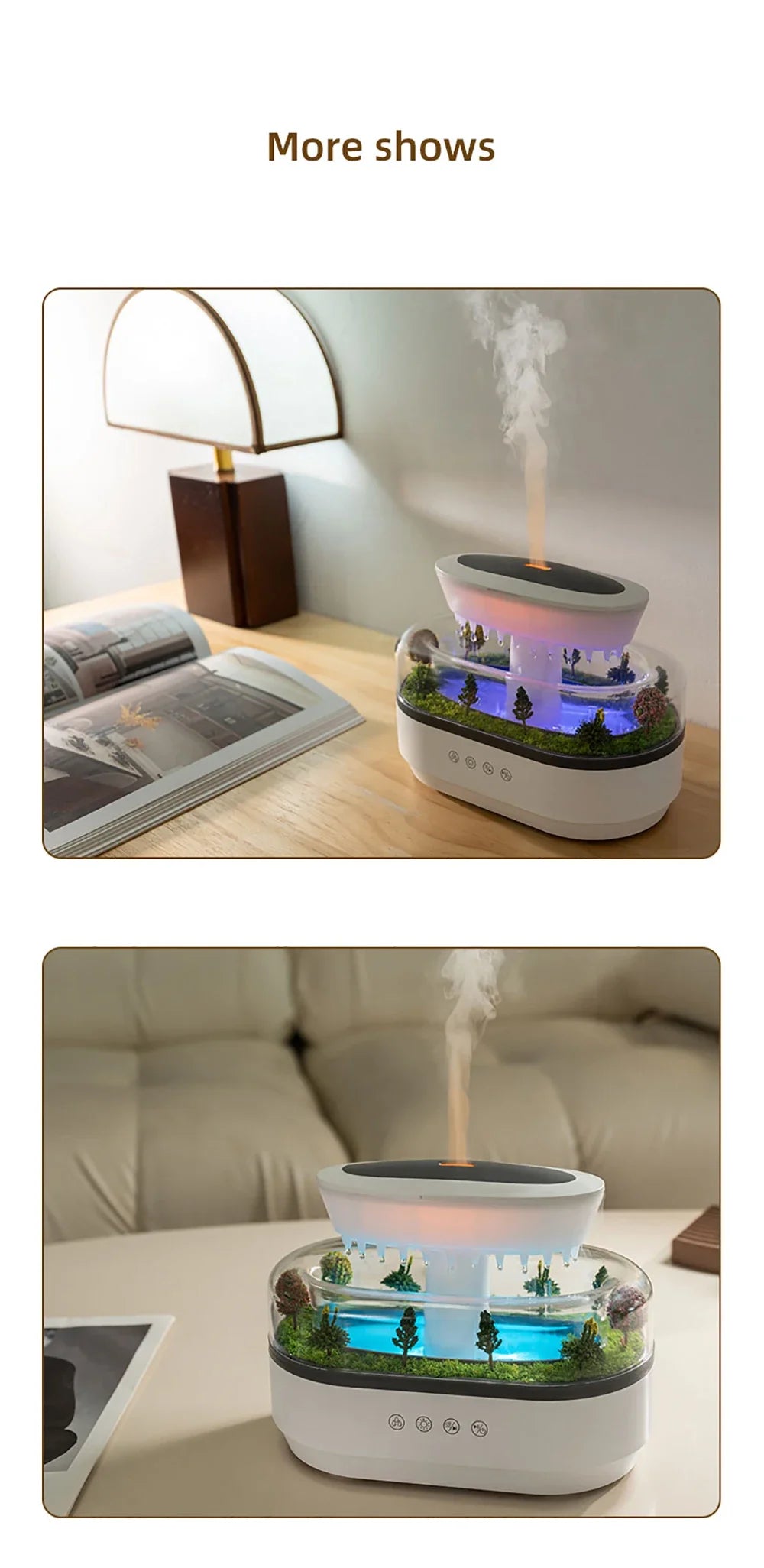 Nuevo humidificador de aire de gota de lluvia, humidificador de Aroma, luz de ambiente colorida, ruido blanco, música esencial, difusor de fragancia de aceite para el hogar