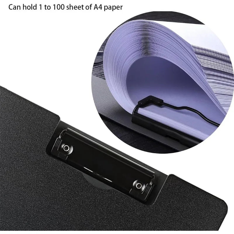 Portapapeles Plegable A4 con Rotación de 360° °   Portapapeles con Clips Metálicos Dobles, Horizontal y Vertical, para Oficina, Escuela, Organizador de Reuniones